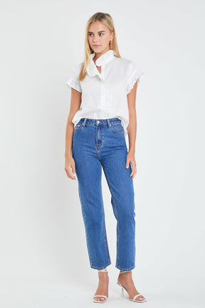 ENGLISH FACTORY - Linen Ruffle Shirt - BLOUSES available at Objectrare