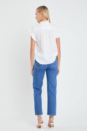 ENGLISH FACTORY - Linen Ruffle Shirt - BLOUSES available at Objectrare
