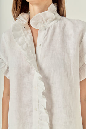 ENGLISH FACTORY - Linen Ruffle Shirt - SHIRTS & BLOUSES available at Objectrare