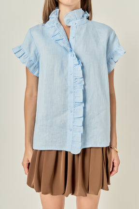 Linen Ruffle Shirt