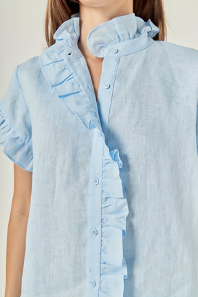 Linen Ruffle Shirt