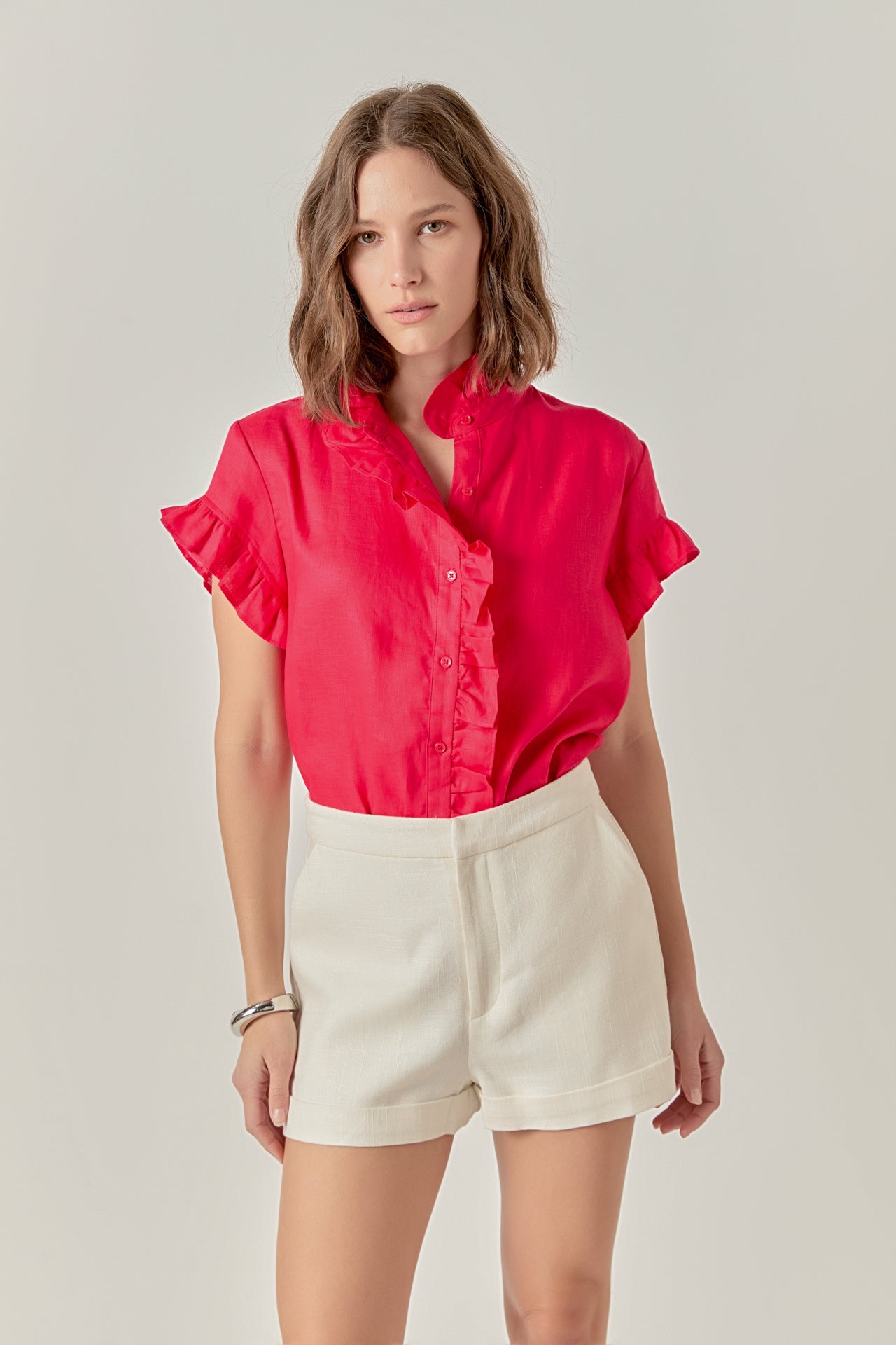Wilma Linen Ruffle Shirt