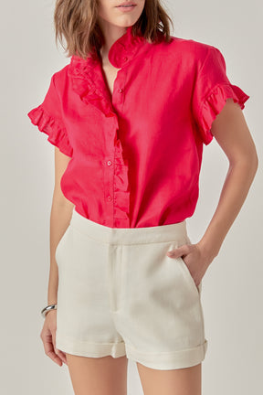 Wilma Linen Ruffle Shirt