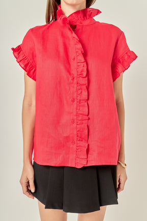 Linen Ruffle Shirt