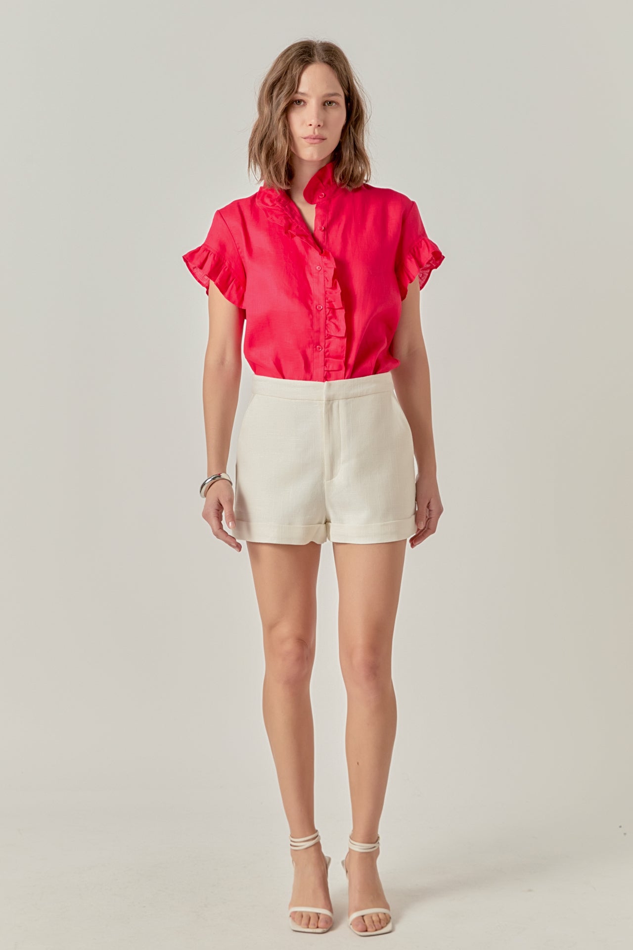 Wilma Linen Ruffle Shirt