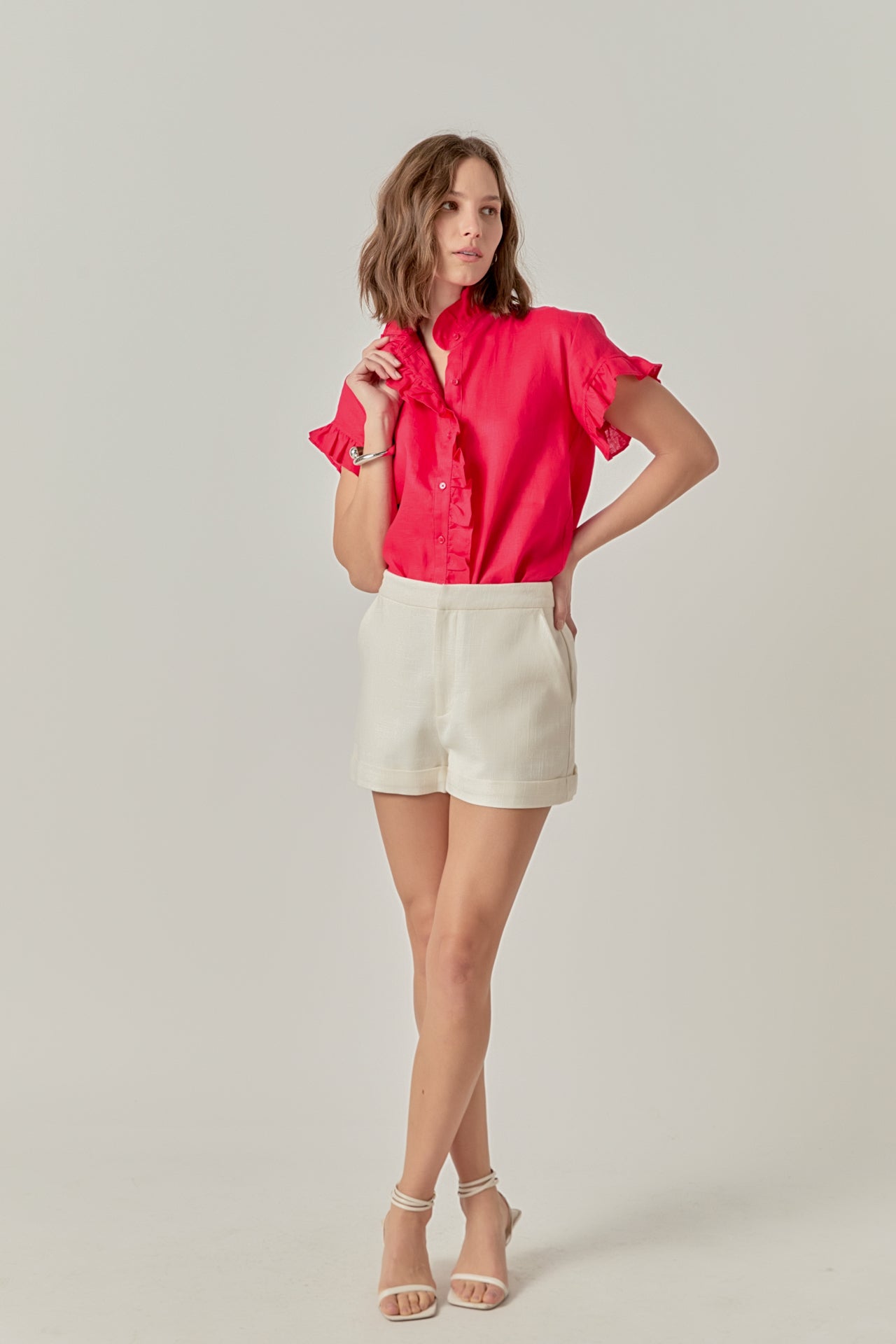 Wilma Linen Ruffle Shirt