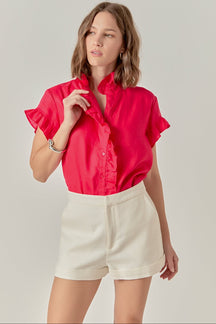 Wilma Linen Ruffle Shirt