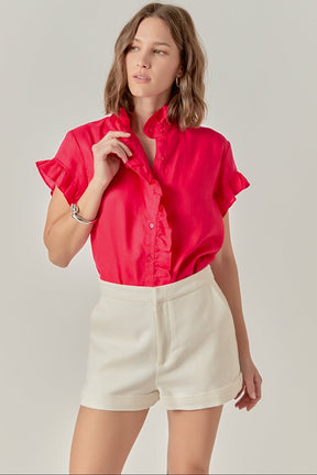 Wilma Linen Ruffle Shirt