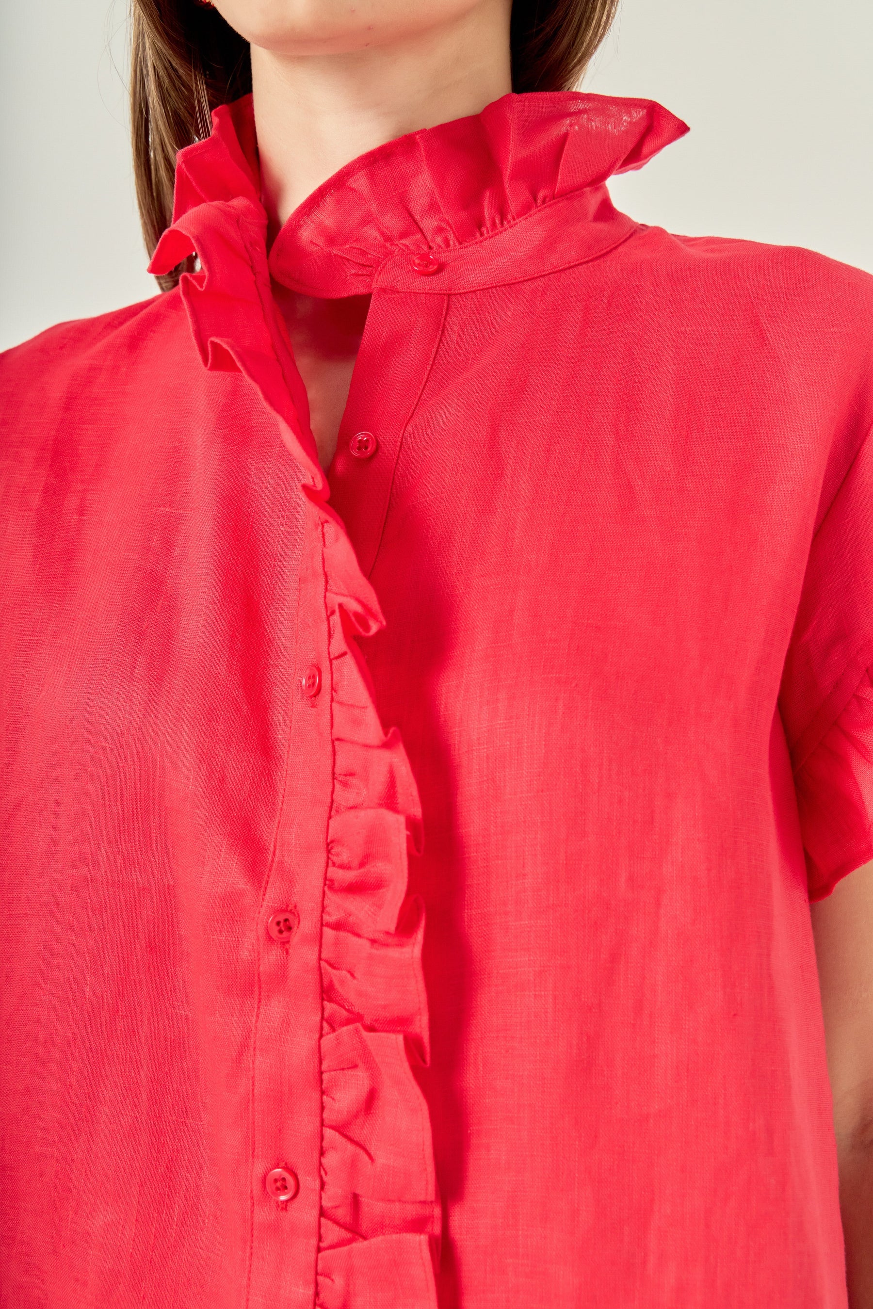 Linen Ruffle Shirt