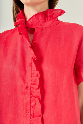Linen Ruffle Shirt