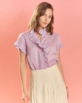 ENGLISH FACTORY - Linen Ruffle Shirt - SHIRTS & BLOUSES available at Objectrare