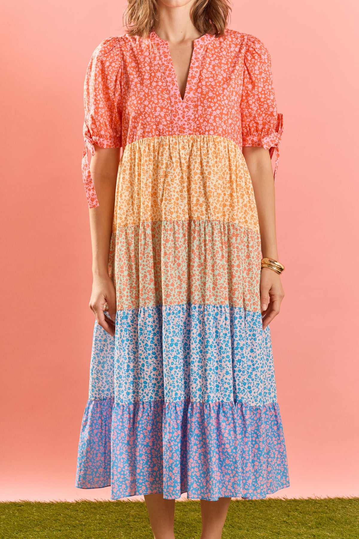 ENGLISH FACTORY - Tiered Bloom Midi Dress - DRESSES available at Objectrare