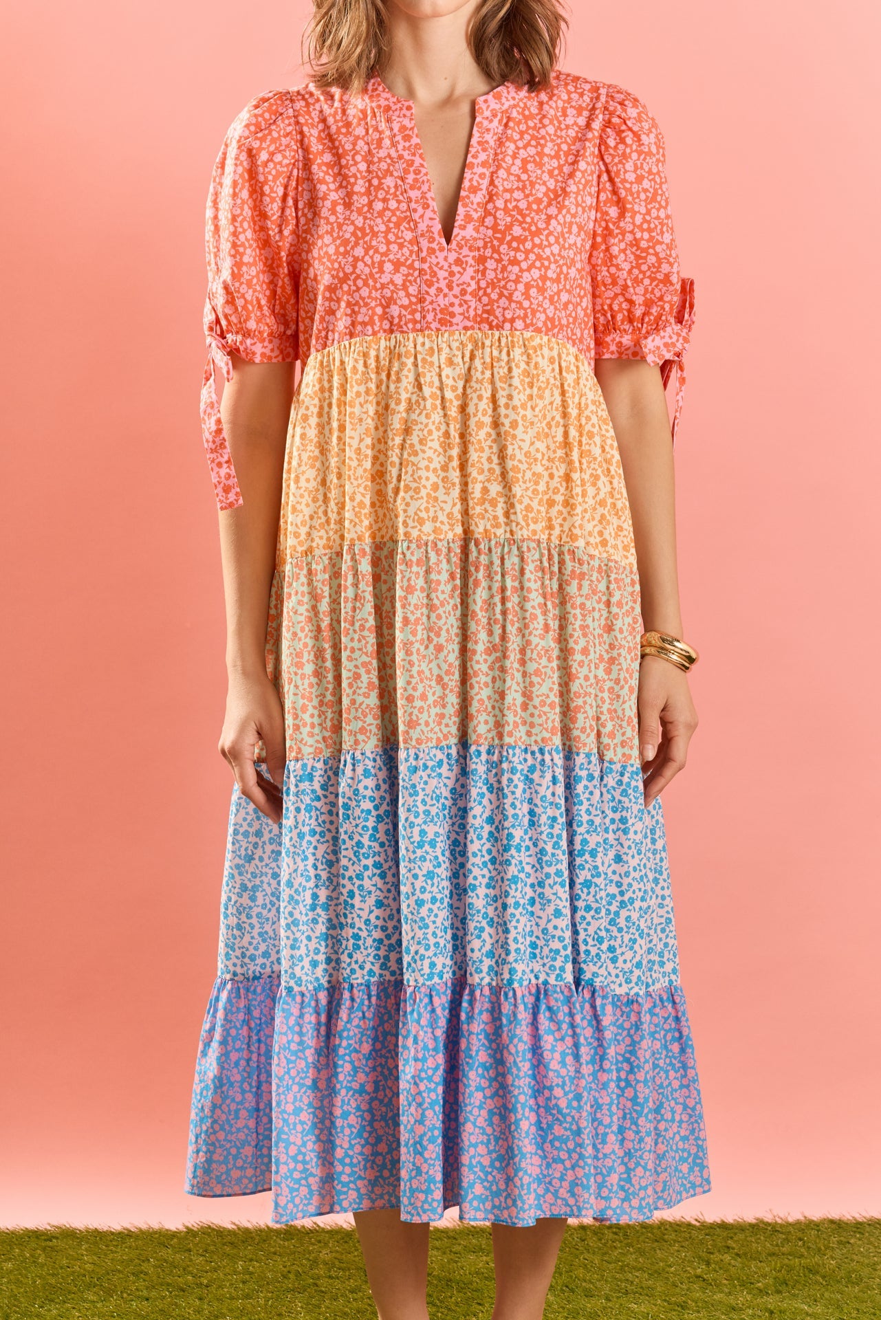 ENGLISH FACTORY - Tiered Bloom Midi Dress - DRESSES available at Objectrare