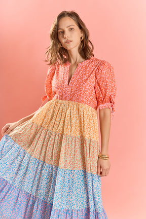ENGLISH FACTORY - Tiered Bloom Midi Dress - DRESSES available at Objectrare