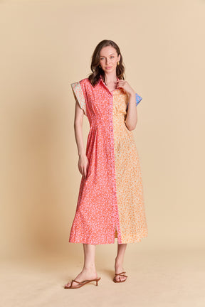 ENGLISH FACTORY - Colorblock Printed Shirt Midi Dress - DRESSES available at Objectrare