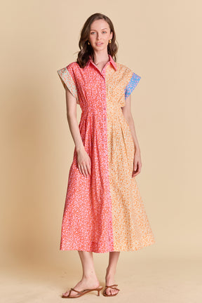 ENGLISH FACTORY - Colorblock Printed Shirt Midi Dress - DRESSES available at Objectrare