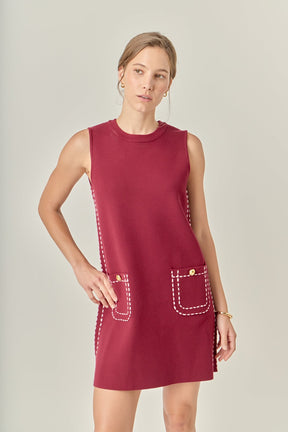 ENGLISH FACTORY - Stitch Detail Knit Mini Dress - DRESSES available at Objectrare