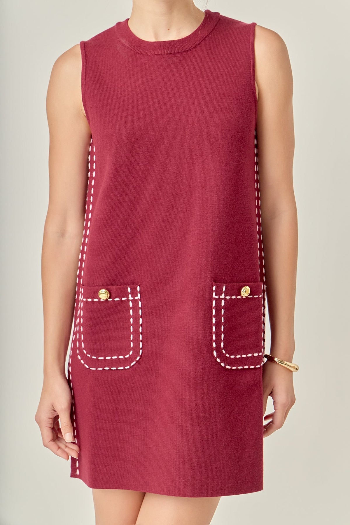 ENGLISH FACTORY - Stitch Detail Knit Mini Dress - DRESSES available at Objectrare