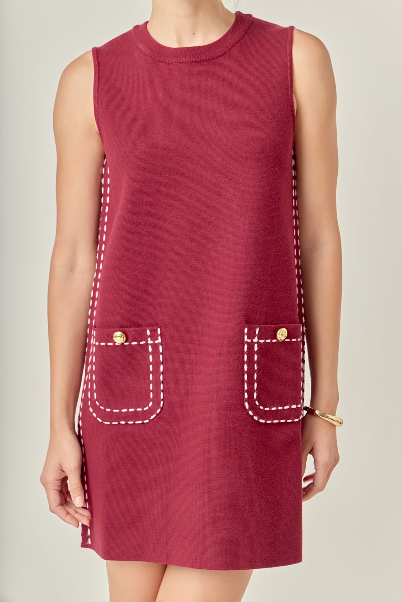 ENGLISH FACTORY - Stitch Detail Knit Mini Dress - DRESSES available at Objectrare