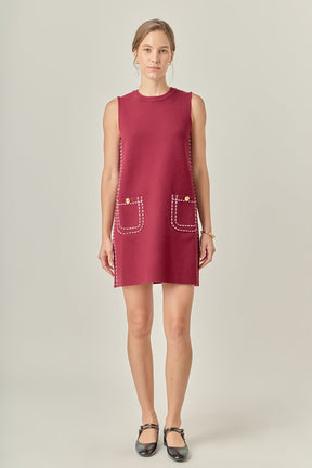 ENGLISH FACTORY - Stitch Detail Knit Mini Dress - DRESSES available at Objectrare