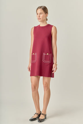 ENGLISH FACTORY - Stitch Detail Knit Mini Dress - DRESSES available at Objectrare