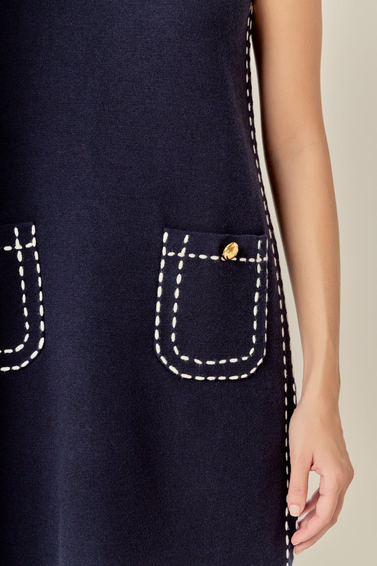 ENGLISH FACTORY - Stitch Detail Knit Mini Dress - DRESSES available at Objectrare
