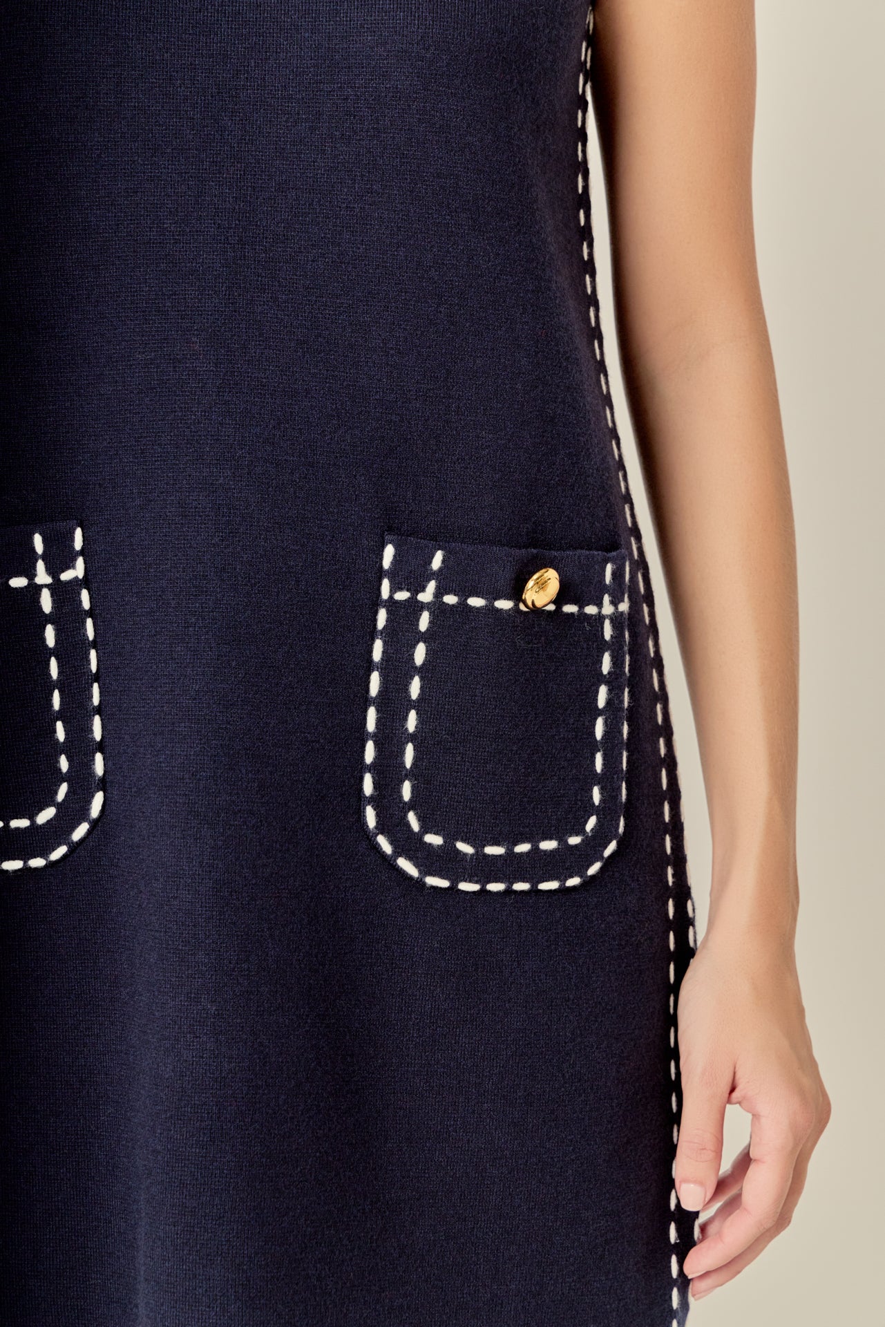 ENGLISH FACTORY - Stitch Detail Knit Mini Dress - DRESSES available at Objectrare