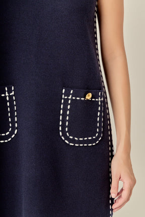 ENGLISH FACTORY - Stitch Detail Knit Mini Dress - DRESSES available at Objectrare
