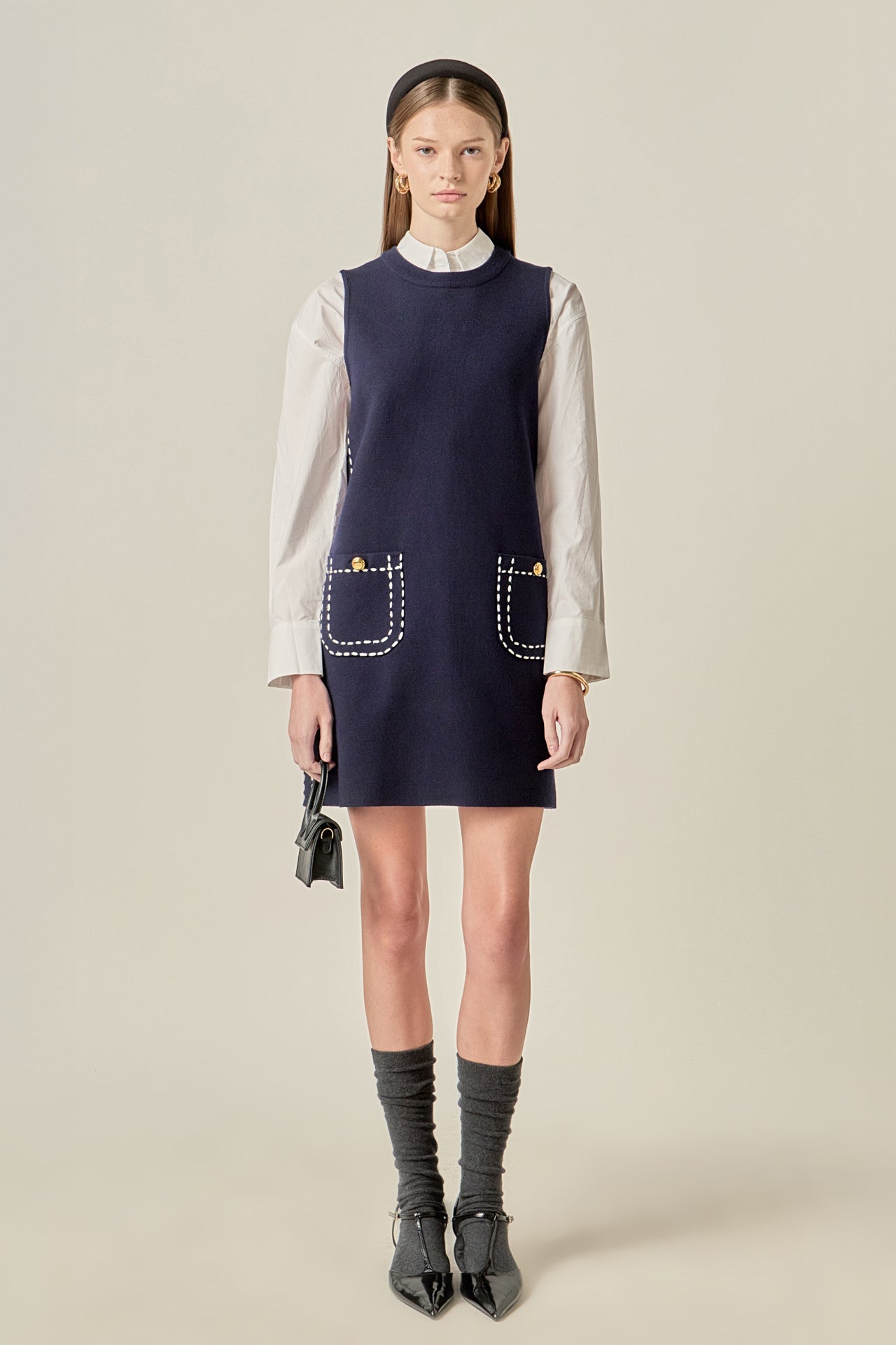 ENGLISH FACTORY - Stitch Detail Knit Mini Dress - DRESSES available at Objectrare