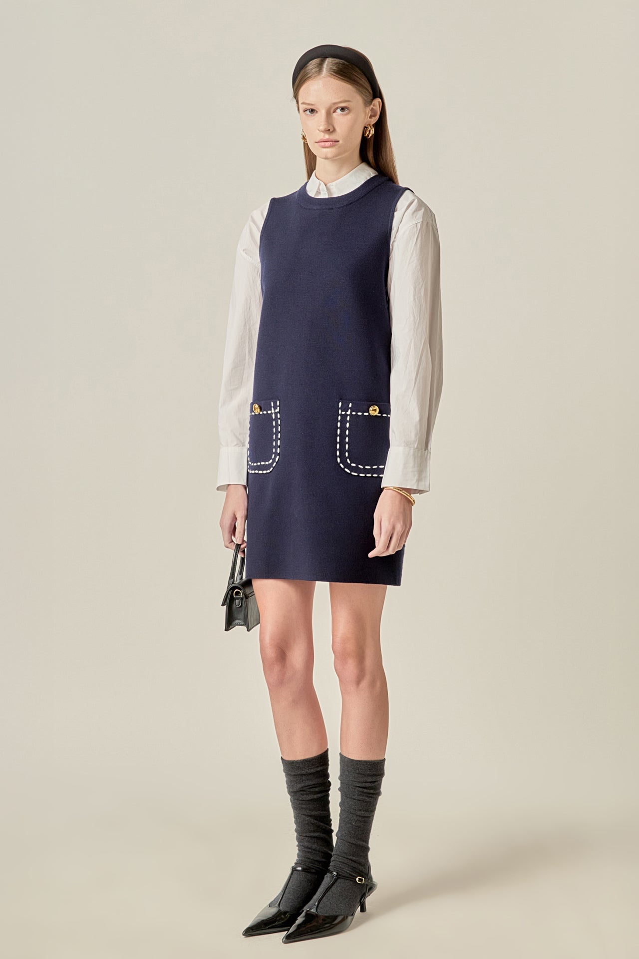 ENGLISH FACTORY - Stitch Detail Knit Mini Dress - DRESSES available at Objectrare