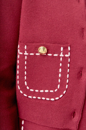 ENGLISH FACTORY - Stitch Detail Puff Sleeve Cardigan - SWEATERS & KNITS available at Objectrare