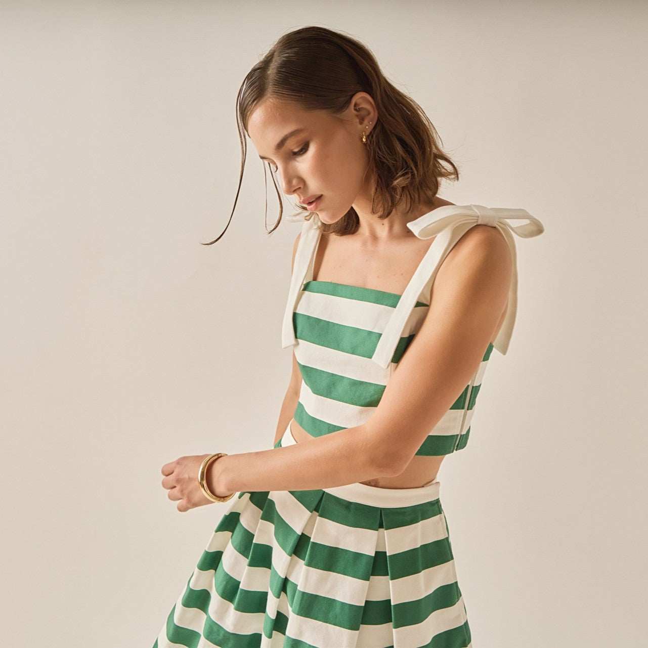 ENGLISH FACTORY - Bold Stripe Bow Strap Top - TOPS available at Objectrare