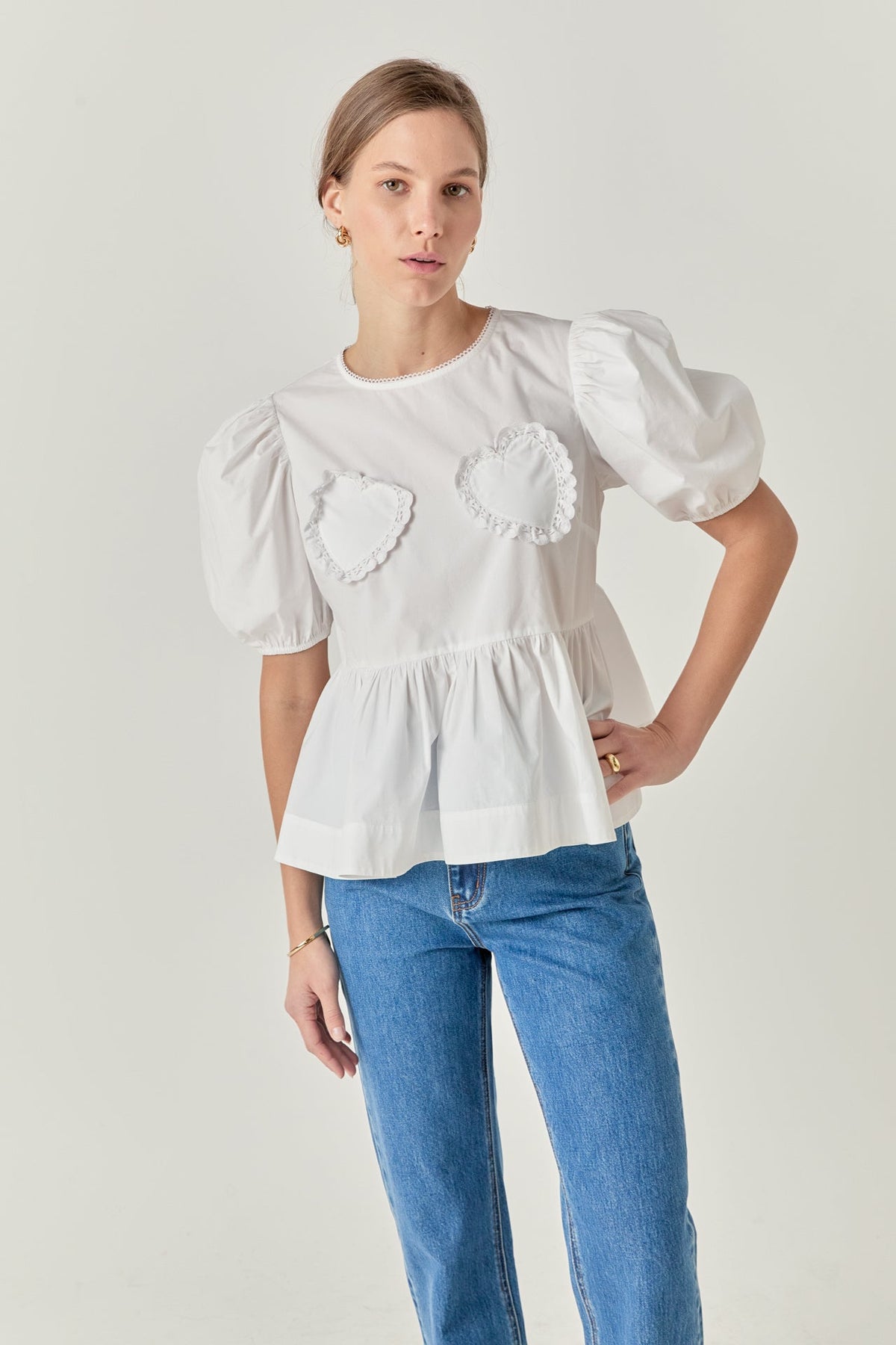 English Factory - Linda Heart Peplum Top