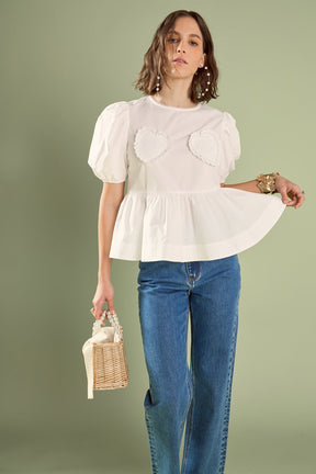 ENGLISH FACTORY - Linda Heart Peplum Top - TOPS available at Objectrare