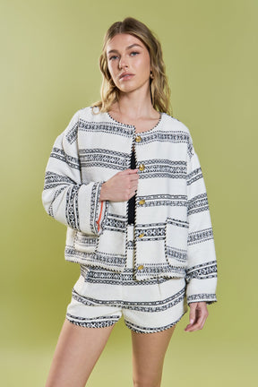ENGLISH FACTORY - Sienna Striped Tweed Cardigan - SWEATERS & KNITS available at Objectrare