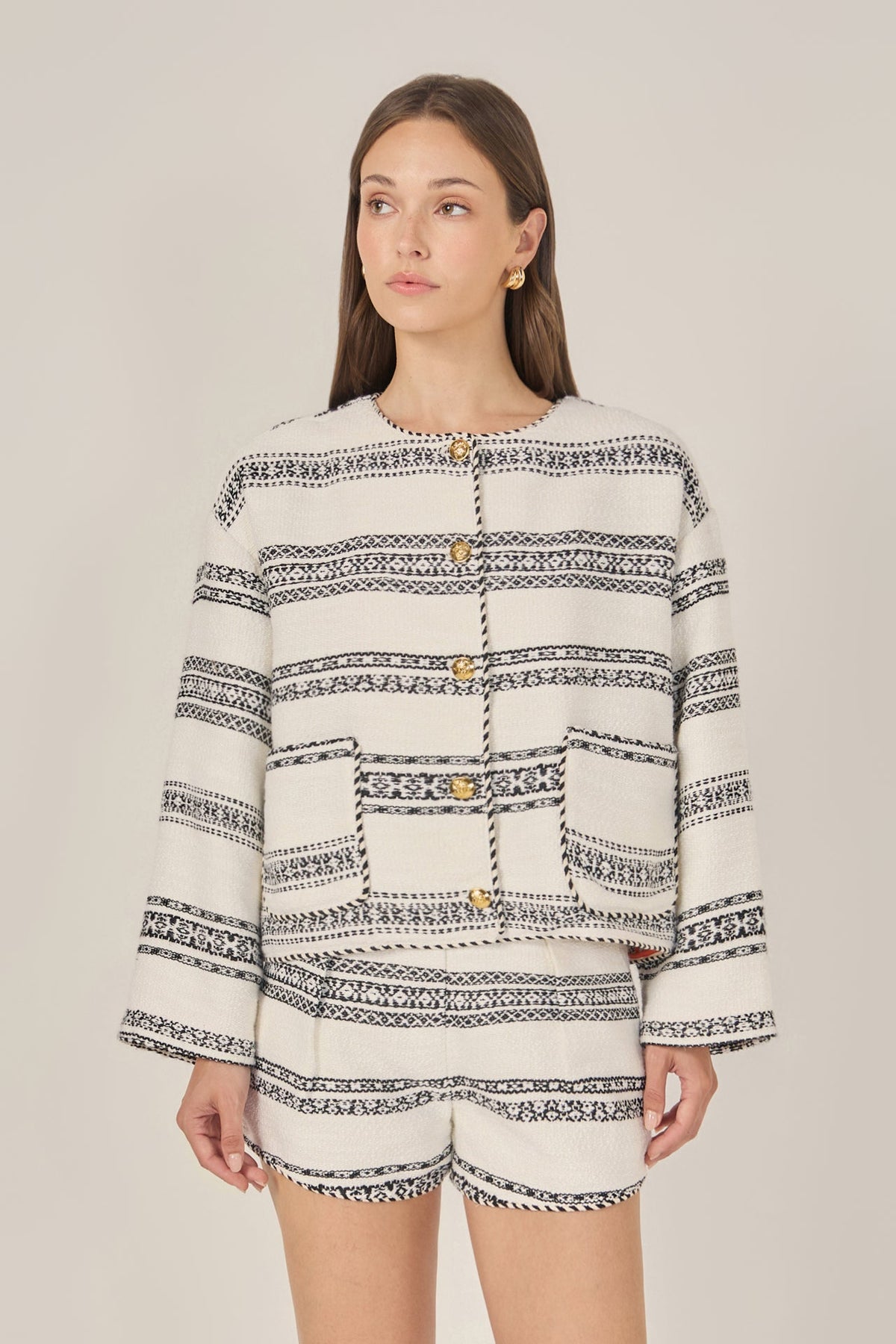 The Sienna Striped Tweed Cardigan