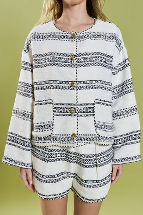 ENGLISH FACTORY - Sienna Striped Tweed Cardigan - SWEATERS & KNITS available at Objectrare