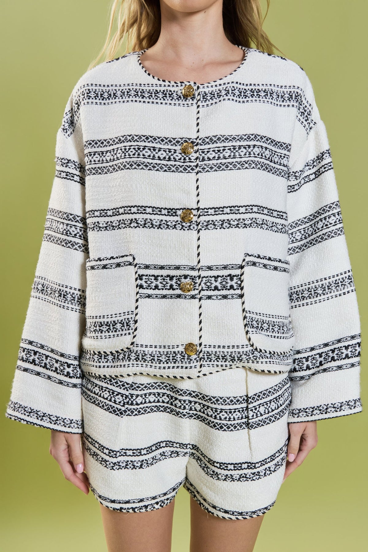 ENGLISH FACTORY - Sienna Striped Tweed Cardigan - SWEATERS & KNITS available at Objectrare