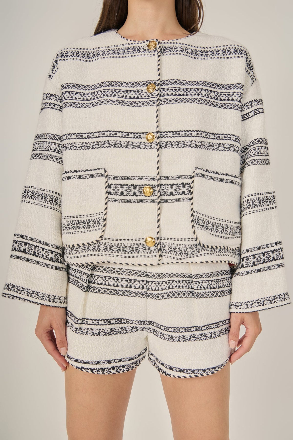 The Sienna Striped Tweed Cardigan