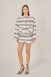 The Sienna Striped Tweed Cardigan