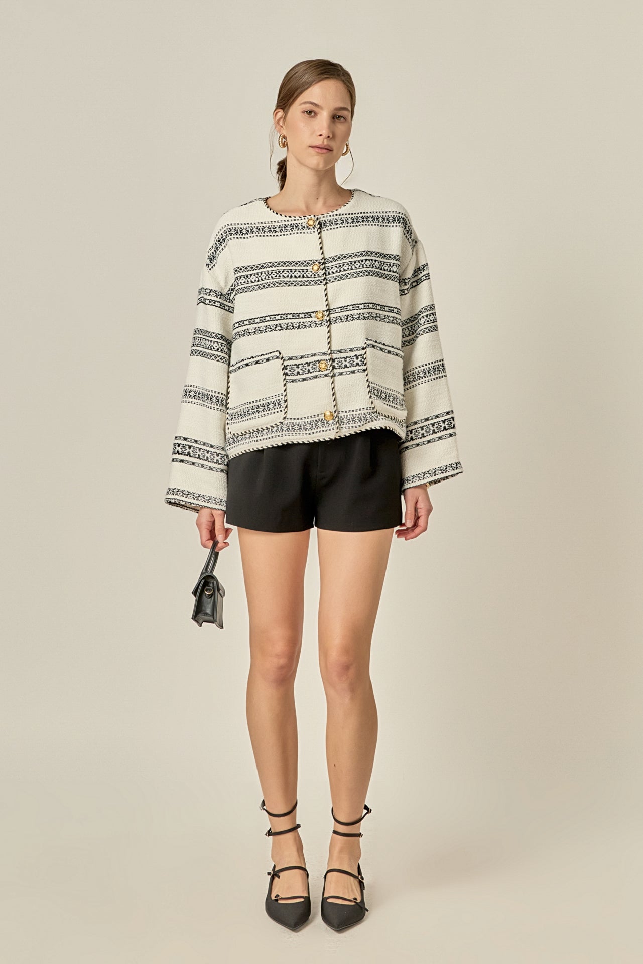 ENGLISH FACTORY - Sienna Striped Tweed Cardigan - SWEATERS & KNITS available at Objectrare