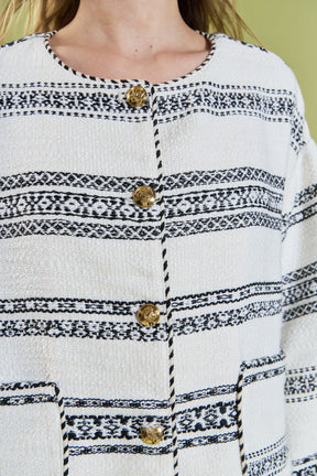 ENGLISH FACTORY - Sienna Striped Tweed Cardigan - SWEATERS & KNITS available at Objectrare