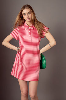 ENGLISH FACTORY - Lauren Stretch Striped Mini Dress - DRESSES available at Objectrare