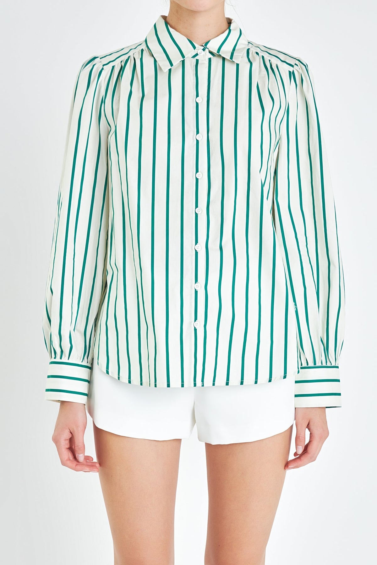 ENGLISH FACTORY - English Factory - Stripe Shirt in Green - SHIRTS & BLOUSES available at Objectrare