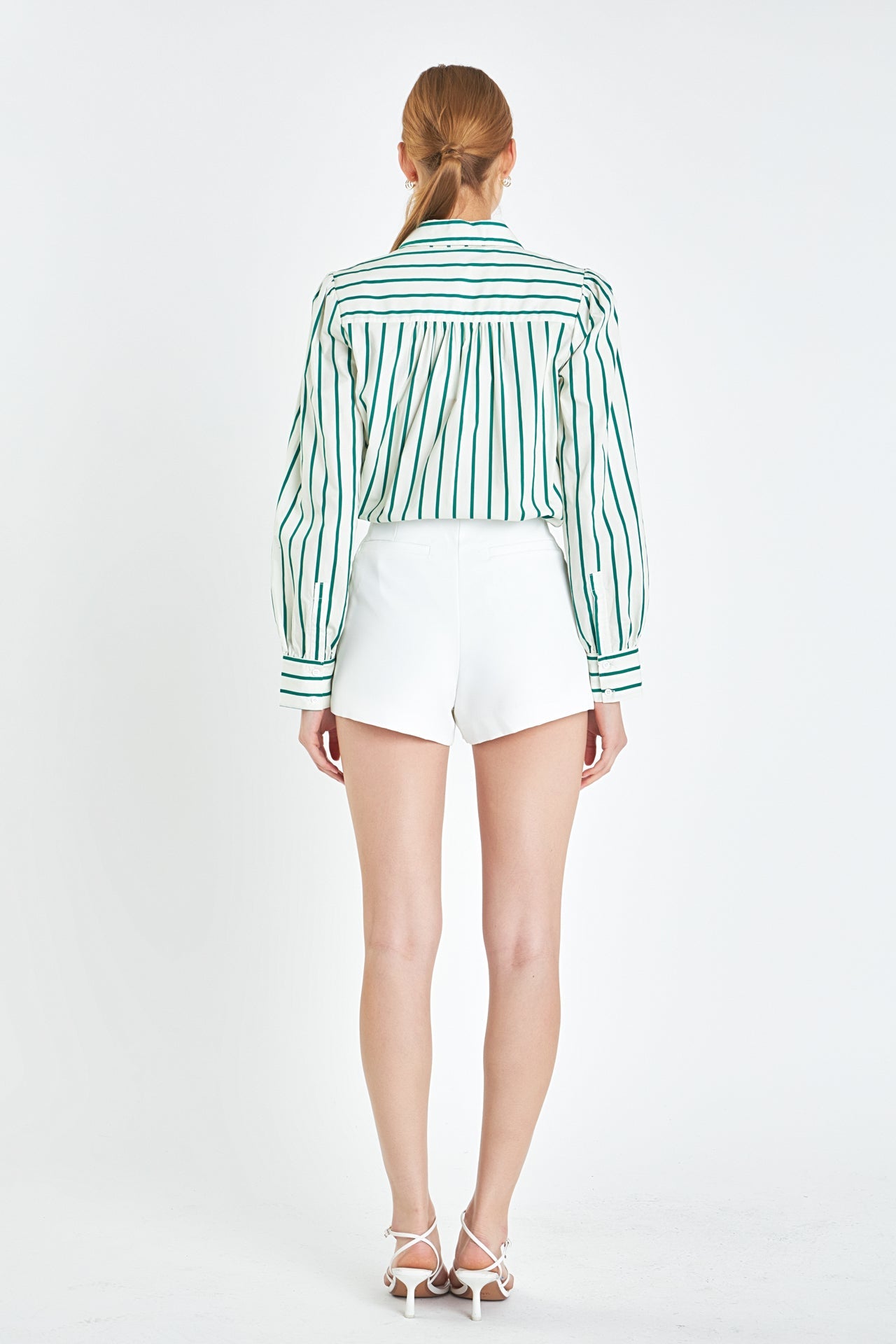 ENGLISH FACTORY - English Factory - Green Stripe Button Front Shirt - SHIRTS & BLOUSES available at Objectrare