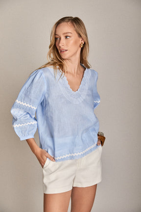 The Elise Embroidered Linen Top