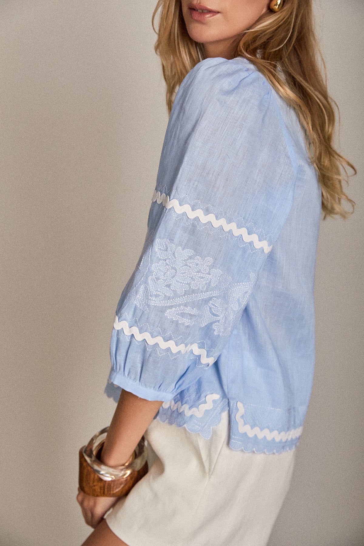 The Elise Embroidered Linen Top