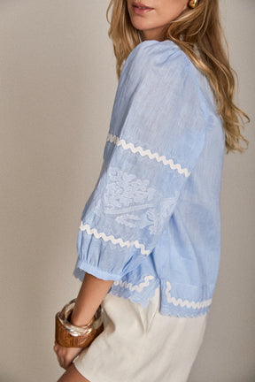 The Elise Embroidered Linen Top