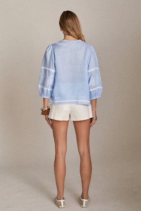 The Elise Embroidered Linen Top