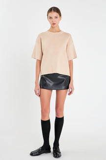 ENGLISH FACTORY - Collar Knit Half Sleeves Top - TOPS available at Objectrare